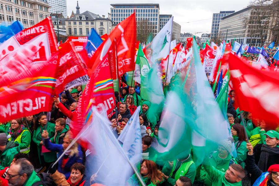 Bruselas es testigo de manifestaciones contra la austeridad
