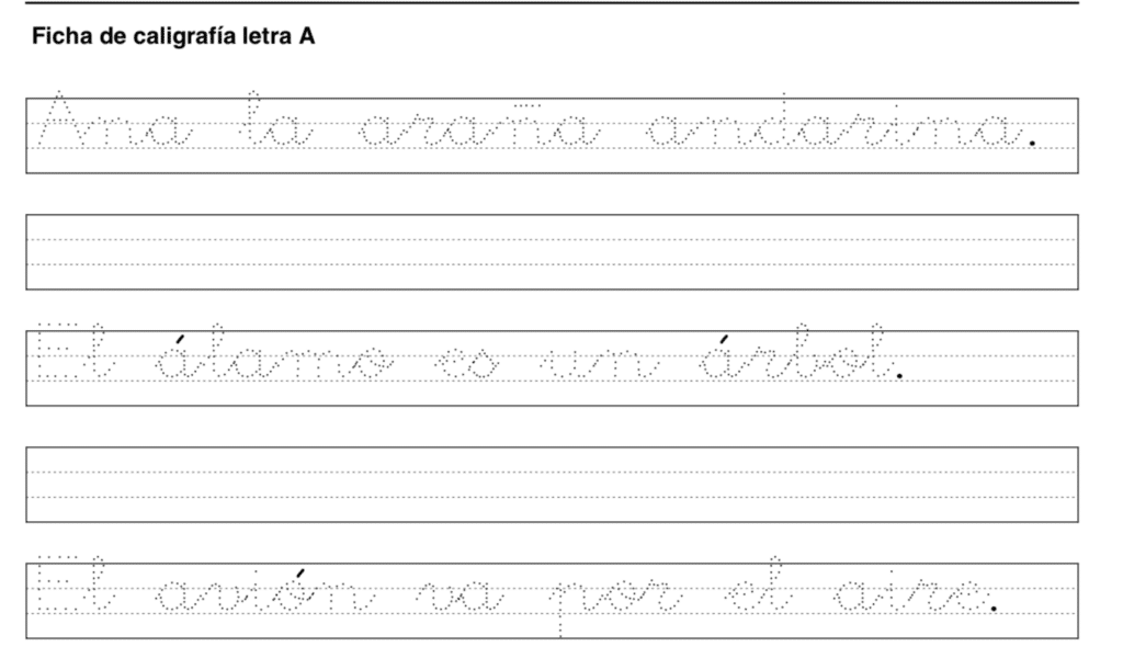 Caligrafía en PDF: recursos para trabajar dentro y fuera del aula Ficha de caligrafía