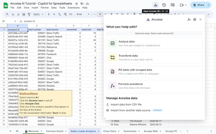 10 herramientas con IA que facilitan el trabajo con hojas de cálculo Arcwise