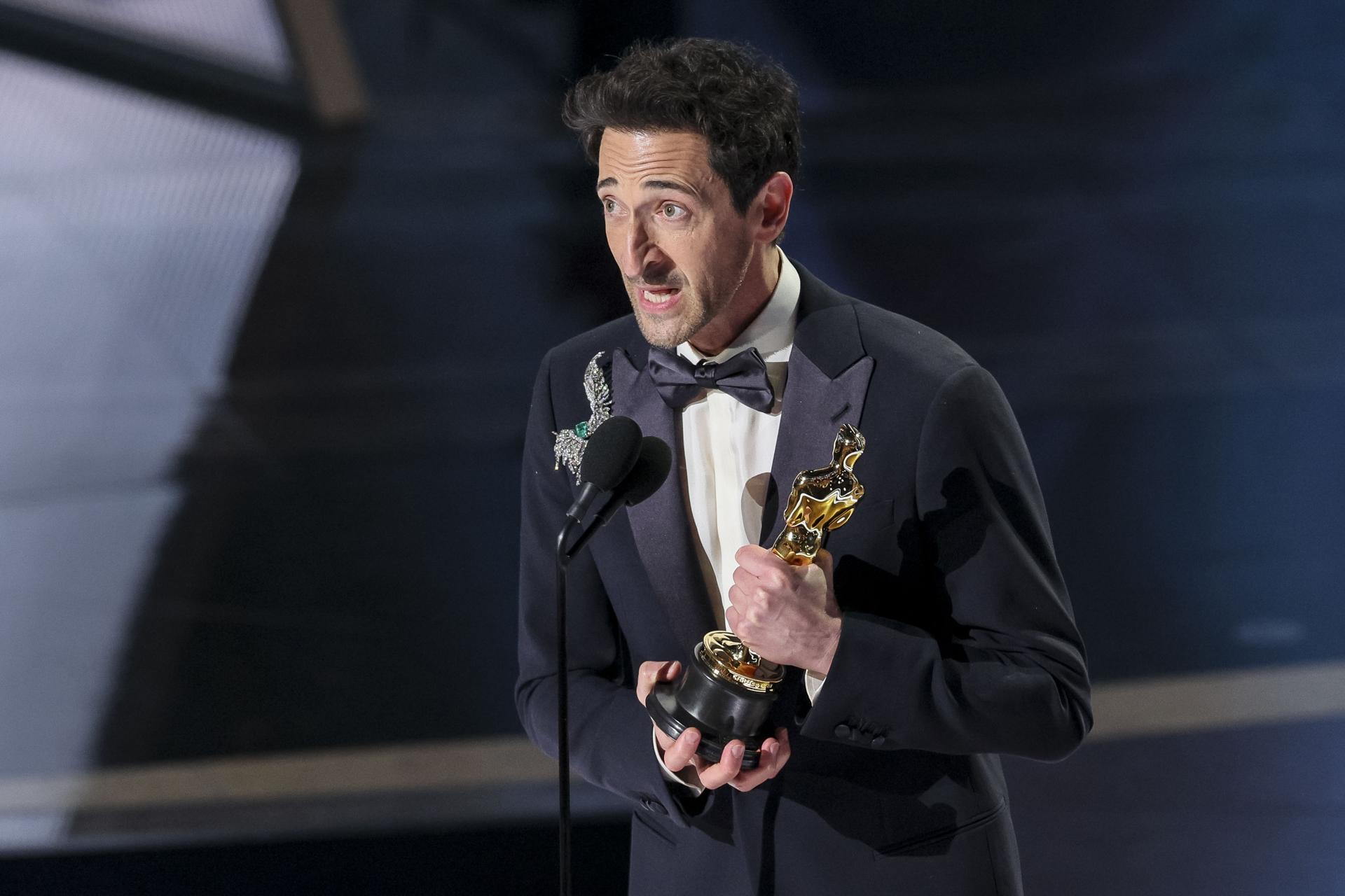 Adrien Brody batió récord con el discurso más largo en los Óscar