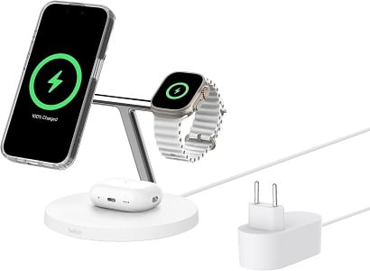 Belkin BoostCharge 3 en 1 de 15W- bases de carga inalámbrica
